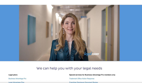 Legal Zoom用真人律師形象為自己的服務(wù)背書。