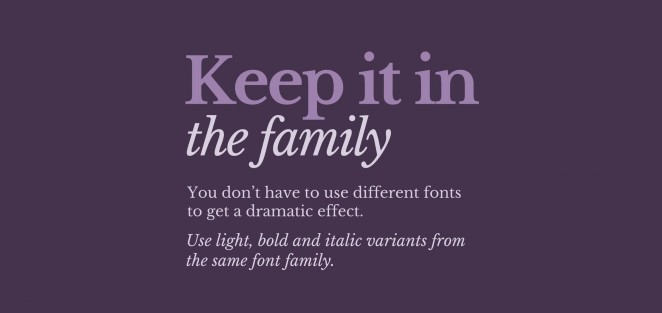 采用同一家族的字體